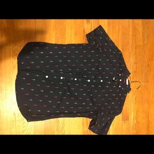 Seahorse print button down